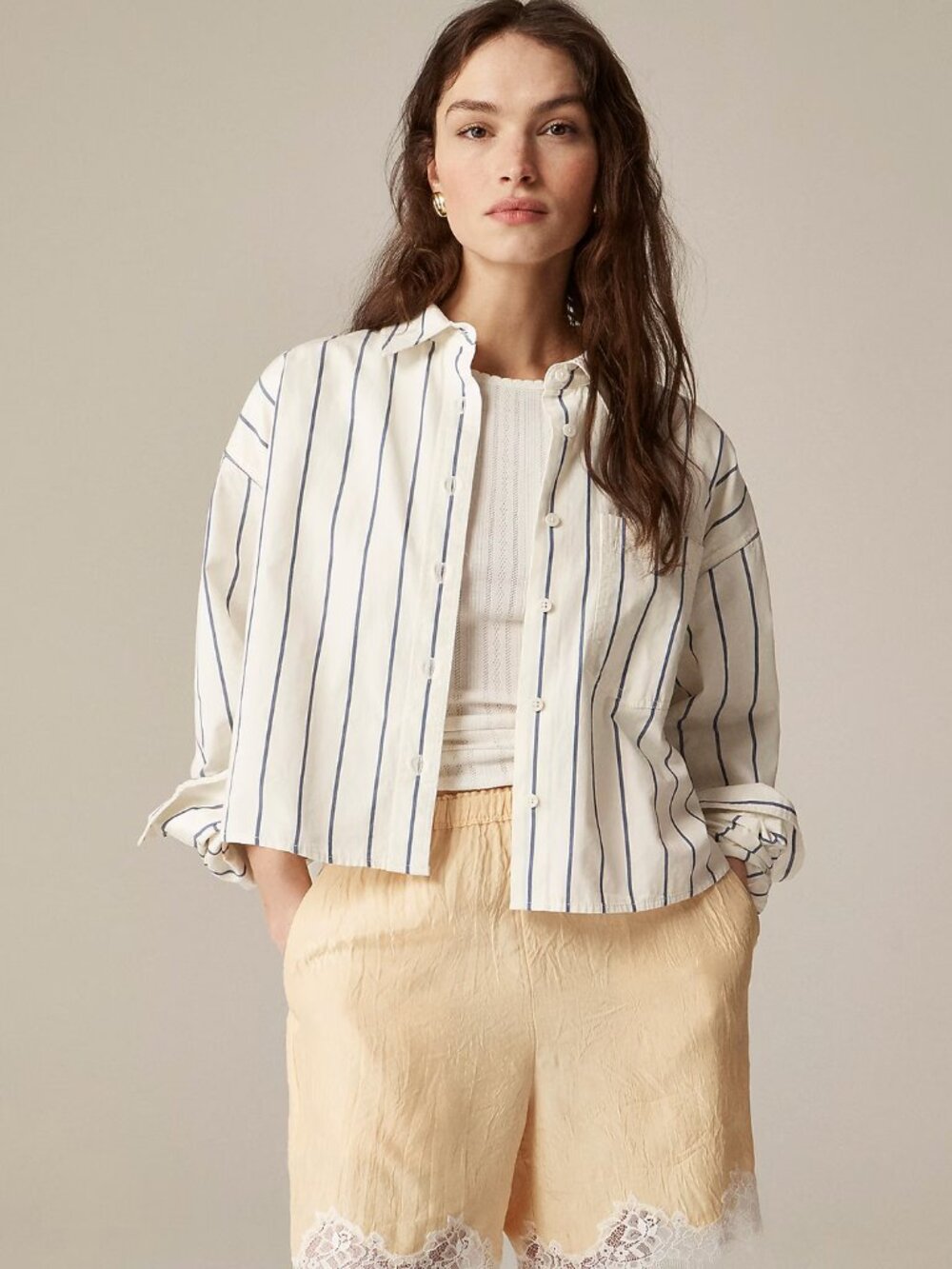 J. Crew Étienne Cropped Button-up Shirt - Stripe (XL)